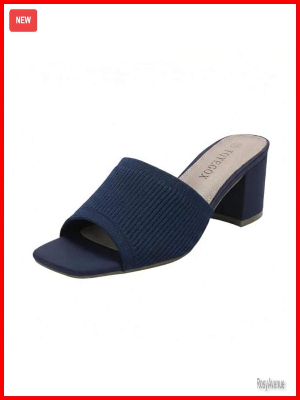 Women's Chunky Block Heel Square Open Toe Slide Sandals Slip On Mules